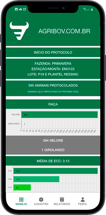 Pantalla original de la app Agribov en portugués