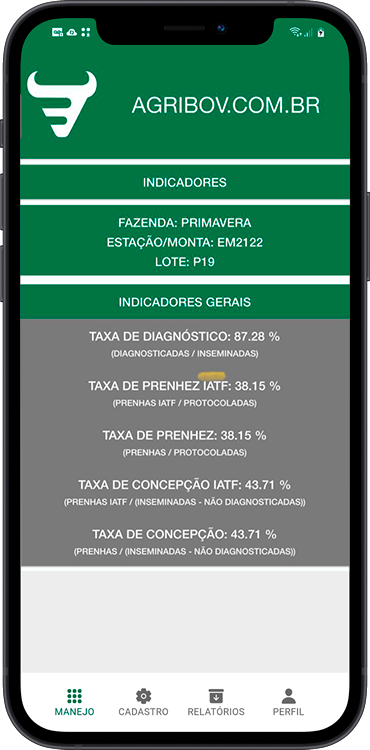 Pantalla original de la app Agribov en portugués