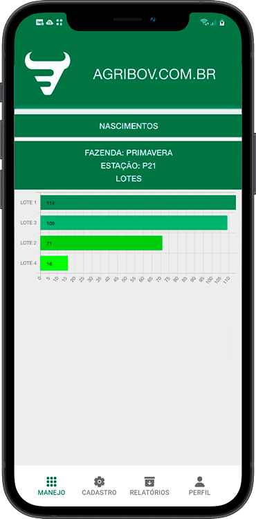 Pantalla original de la app Agribov en portugués